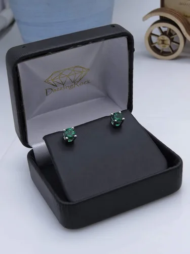 Miniatura 6 de Dazzlingrock Collection Aretes solitarios redondos de 0.217 in para ella en plata de ley 925