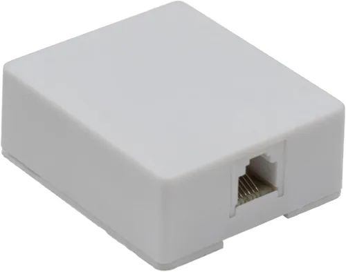 Jack de montaje en superficie para teléfono, blanco, RJ11 / RJ12, conector de teléfono de un solo puerto, datos/voz, 6P6C (6 pines 6 conductor),