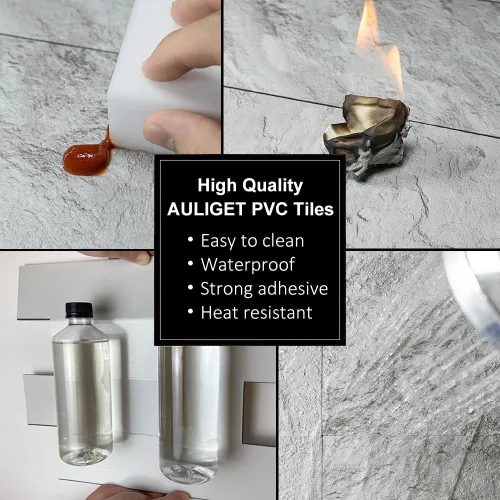 Miniatura 5 de AULIGET 20 piezas de azulejos de pared de piedra sintética ligera para despegar y pegar, 6 x 12 pulgadas, PVC para cocina, baño, lavandería, cámper