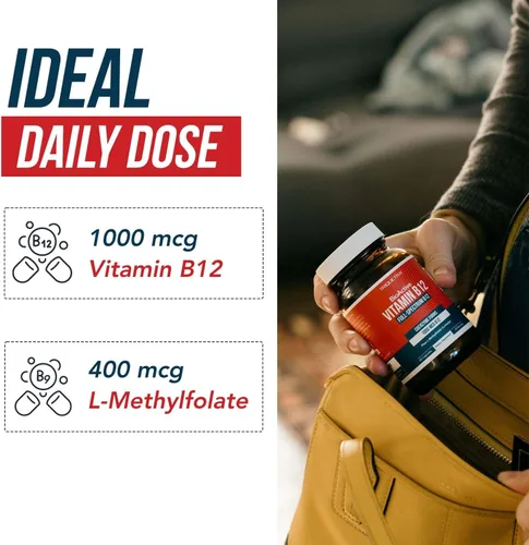 Miniatura 6 de BioActive Vitamina B12 – 1000 mcg, contiene las 3 formas de coenzimas (metilo, adenosilo e hidroxi) más coactor de metilfolato Apoya la energía