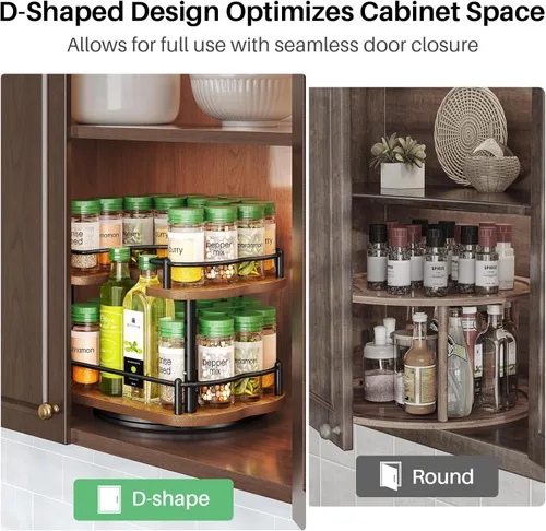 Miniatura 7 de Organizador de especias para gabinete: organizador giratorio Lazy Susan de altura ajustable, organizador de especias que se adapta a armarios