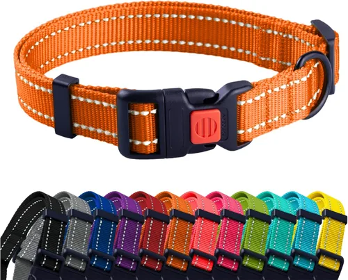 Miniatura 23 de CollarDirect Collar reflectante para perro o cachorro pequeño, mediano y grande con hebilla de liberación rápida, para machos y hembras, nailon Rojo