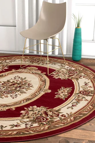 Miniatura 10 de Alfombra de pastoral con medallón de tejido suave y grueso, estilo europeo, con diseño floral y tradicional, fácil de limpiar, moderna, clásica