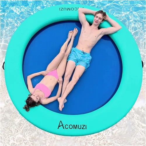 Hamaca de agua inflable de 4/6/8/10/12 pies, flotador flotante redondo para adultos, balsa flotante de piscina resistente para océano y lago Verde