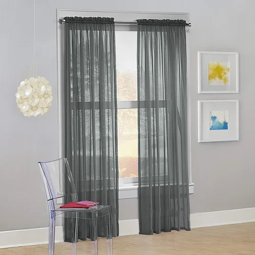 Miniatura 3 de Decotex - Juego de 2 cortinas transparentes de gasa para ventana. Rosa claro