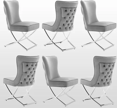 Miniatura 28 de LOULENS Elegance - Juego de 2 sillas de comedor de terciopelo, lujosas sillas de comedor tapizadas acolchadas, sillas decorativas de terciopelo real
