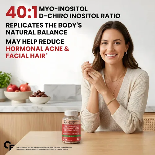 Miniatura 3 de Carbamide Forte Myo Inositol & D Chiro Inositol Suplemento Suplementos de inositol con berberina, l-metil folato, vitamina D3 y selenio
