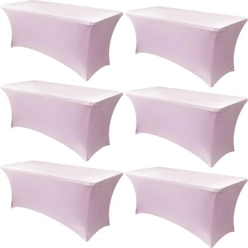 Miniatura 14 de Obstal Paquete de 6 Fundas de Mesa Elásticas de Spandex para Mesas de 6 Pies - Mantel Rectangular Universal Ajustado de 6 Pies Protector para Bodas