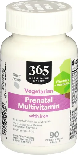 365 by Whole Foods Market, Multivitamínico prenatal con hierro, vegetariano, 90 unidades
