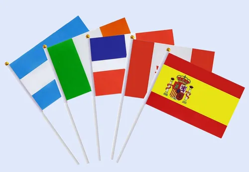 Miniatura 3 de Banderas de mano de 200 países en palo, pequeñas mini banderas internacionales de países del mundo de 5 x 8 pulgadas, bandera de países del mundo