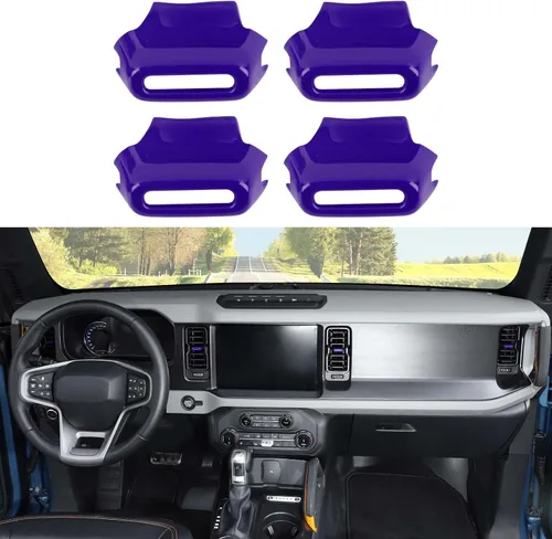 Miniatura 12 de Jimen Compatible con Ford Bronco 2021-2023, 4 piezas de cubierta de botón de ajuste de ventilación de aire de consola central (azul)