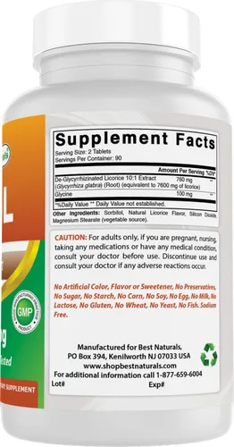 Miniatura 6 de Best Naturals DGL masticable 380 mg 180 comprimidos (180 unidades (paquete de 2))