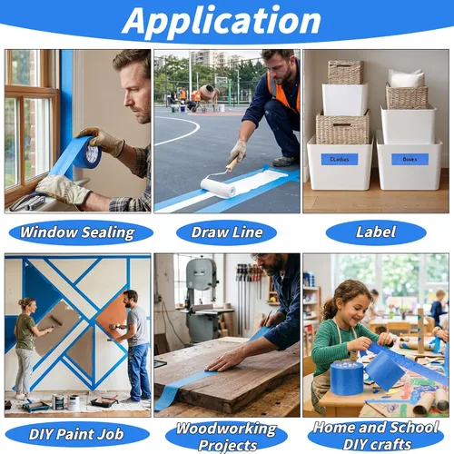 Miniatura 8 de Oleitodh 12 Rollos de Cinta Azul para Pintores a Granel 2 pulgadas x 660 Yardas, Cinta de Enmascarar para Pintores Sin Residuos Cinta de Pintura