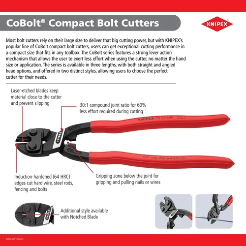 Miniatura 4 de Herramientas Knipex - Cortador de pernos compacto CoBolt S (7101160), de 6 pulgadas