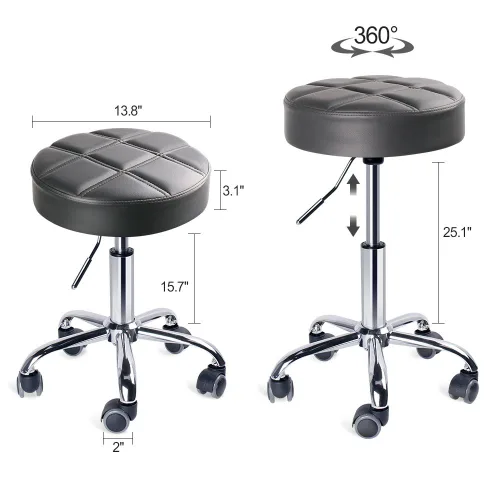 Miniatura 2 de Taburetes redondos con ruedas de leopardo, taburete médico ajustable de trabajo con ruedas (gris)