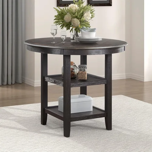 Miniatura 6 de Lexicon Braun - Juego de 2 sillas de comedor de madera rústica, tapizadas beige, asiento de cocina tradicional sin brazos, marco de madera maciza
