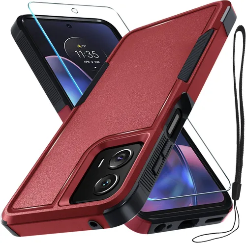 Miniatura 19 de Funda compatible con Moto G 5G 2024, cuerpo completo, resistente, resistente, a prueba de golpes, con correa de cordón, protector de pantalla
