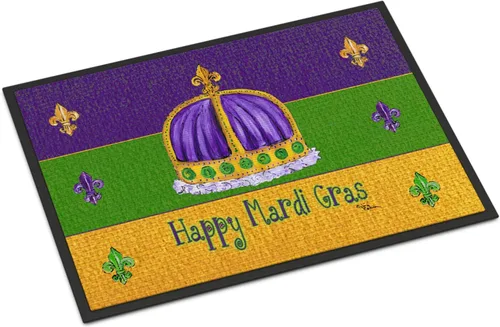 Caroline's Treasures 8385MAT - Tapete de Mardi Gras de 18 x 27 pulgadas, para interiores y exteriores, para entrada, antideslizante, lavable, de