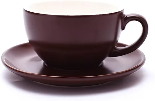 Coffeezone Taza y Platillo de Café Espresso Doble, Cappuccino Pequeño y Café Especial, Porcelana de Hueso Nueva para Cafetería y Barista (Marrón