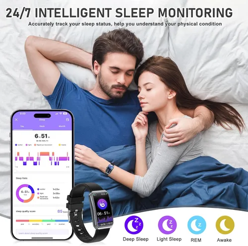 Miniatura 6 de Rastreador de actividad física con frecuencia cardíaca 24/7, oxígeno en sangre, rastreador de sueño, reloj de fitness impermeable, rastreador