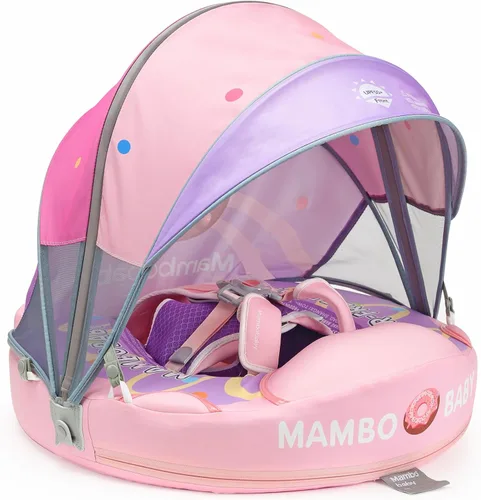Mambobaby Flotador con cola y toldo no inflable para bebé, flotador Mambo Flotador inteligente de natación para bebé, flotador de piscina para niños