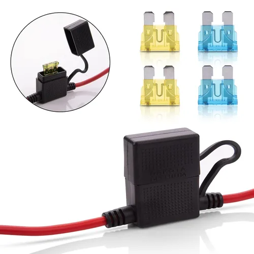 Miniatura 3 de Portafusibles de calibre 10 – Soporte de fusible de alambre resistente en línea de 10 AWG con fusibles de hoja ATC/ATO de 30 amperios