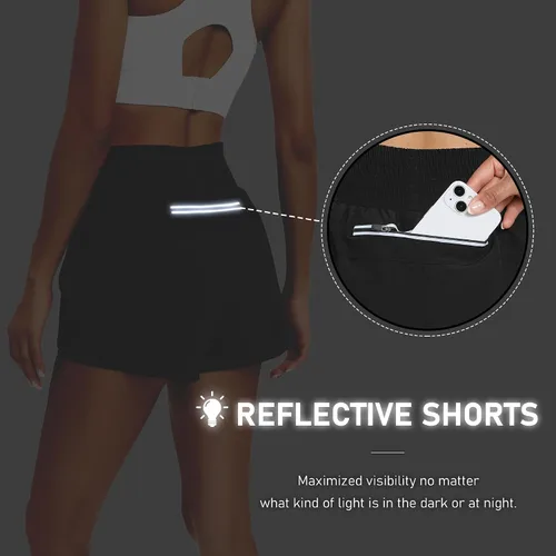 Miniatura 2 de MSDC Pantalones cortos deportivos para mujer, de secado rápido, cintura alta, pantalones cortos de correr ligeros para entrenamiento, gimnasio