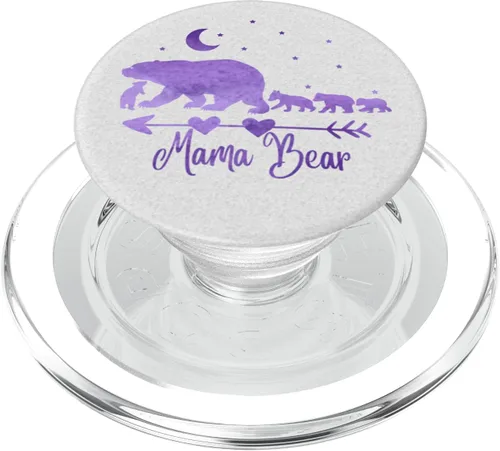 Miniatura 8 de Agarre y soporte para teléfonos y tabletas, diseño de oso de mamá y cuatro cubos sobre paletas blancas
