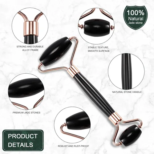 Miniatura 2 de Rodillo de jade para cara, masajeador facial para el cuidado de la piel, herramientas faciales Gua Sha para cara, cuello, ojos, reduce la hinchazón