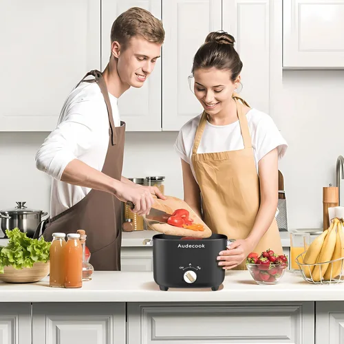 Miniatura 7 de Audecook Hot Pot Eléctrico, Multicocina antiadherente portátil de 2.5 L para 1-3 personas, sartén eléctrica de viaje con textura de panal con Negro
