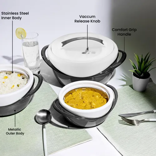 Miniatura 3 de Pinnacle Cacerola Grande Aislada con Tapa de 3.6 cuartos. Elegante Olla Caliente Calentador/Enfriador de Alimentos - Tazón Térmico para Servir