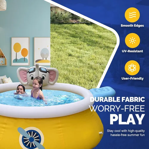 Miniatura 2 de DIMAR GARDEN Piscina inflable de espray de piscina de 6 pies x 29 pulgadas, piscina de elefante redonda al aire libre con anillo superior de aire