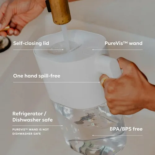 Miniatura 3 de LARQ PureVis - Jarra de agua 3 en 1, purificador, filtro y seguimiento, jarra purificadora de agua de 8 tazas con filtro avanzado para agua limpia