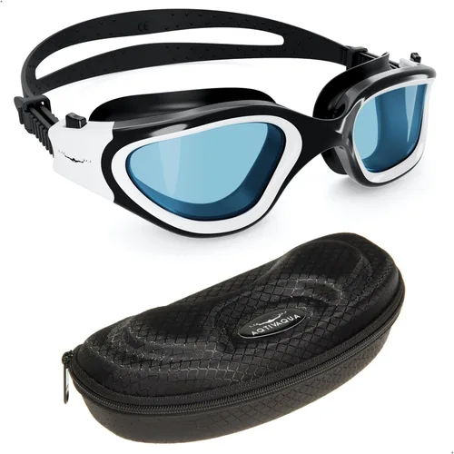 Miniatura 2 de AqtivAqua DX - Gafas de natación con visión amplia para adultos, hombres y mujeres, antiempañamiento y sin fugas Gafas blancas + funda negra