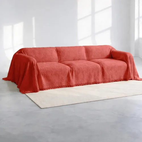 Miniatura 6 de Gauze Sofa Cover%100 Natural Cotton, Brown Couch Covers for Loveseat, Futon, Sofa, Sectional L Shape, U Shape, 4 Layered Muslin Boho Cloud Like
