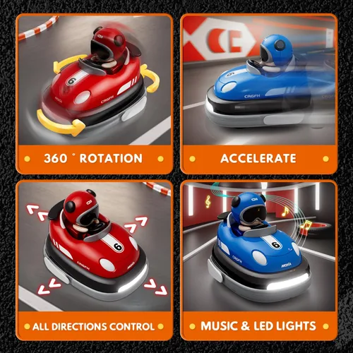 Miniatura 5 de Batalla de 2 jugadores Carro RC de 3-5 años para niños pequeños Juguete de Navidad Carros chocadores con control remoto de dibujos animados