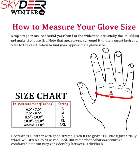 Miniatura 6 de SKYDEER Waterproof and Windproof Genuine Deerskin Leather Ski Gloves with 150g 3M Thinsulate Insulation (SD8648T)