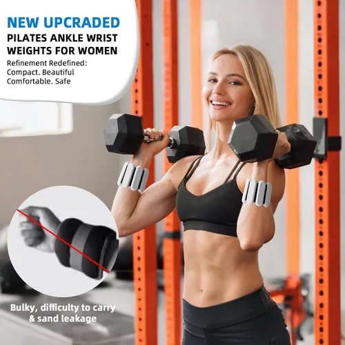 Miniatura 3 de Pesas de tobillo para mujeres y hombres, pulsera de entrenamiento con peso ajustable para muñeca para entrenamiento en casa, entrenamiento de Gris