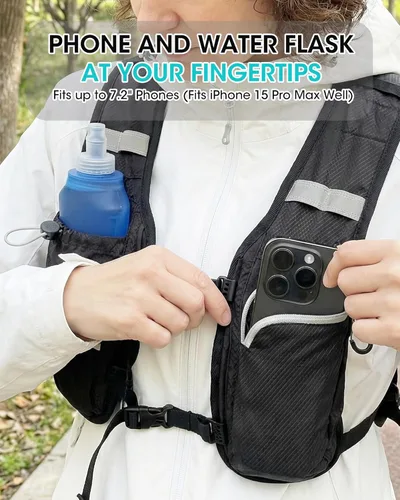 Miniatura 2 de Mochila de senderismo pequeña plegable con 3 bolsillos para correa, mochila ligera 300D a prueba de derrames para hombres y mujeres, mochila