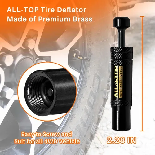 Miniatura 5 de ALL-TOP Kit de Válvula Deflactora de Neumáticos con Parada Automática Ajustable (10-30 PSI) 4 Piezas Herramienta Atornillable para Desinflar