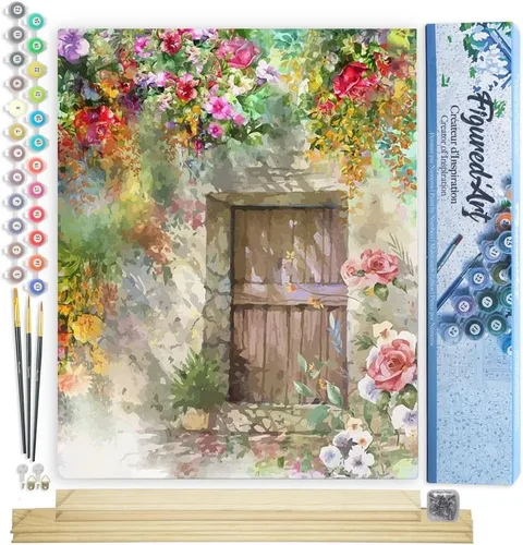 Miniatura 127 de Figured'Art - Juego de pintura por números, lienzo enrollado sin marco, para manualidades, para adultos, 16 x 20 pulgadas, jarrón de peonías