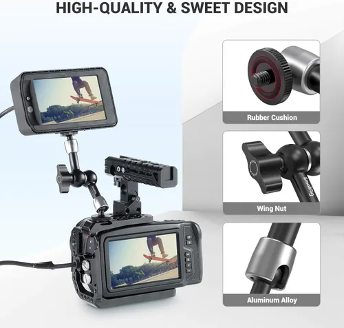 Miniatura 6 de SmallRig Brazo mágico articulado de fricción ajustable de 5,5 pulgadas, con ambos tornillos de 1/4" para el monitor LCD/luces LED