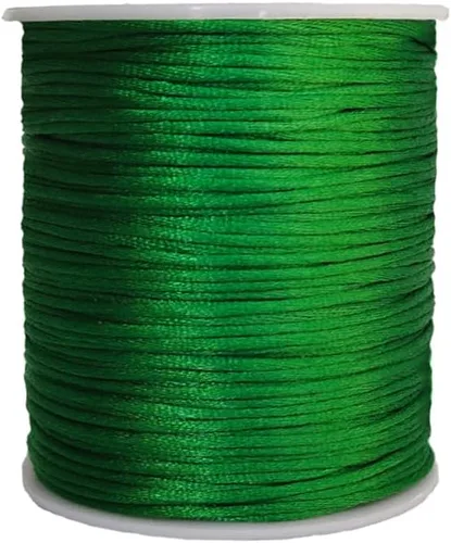 Miniatura 14 de 2.0mm Hilo de Cordón de Seda de Nylon para Cuentas de Macramé, Pulseras, Nudos Chinos, Collares, Joyería 109 Yardas (Verde Oscuro)