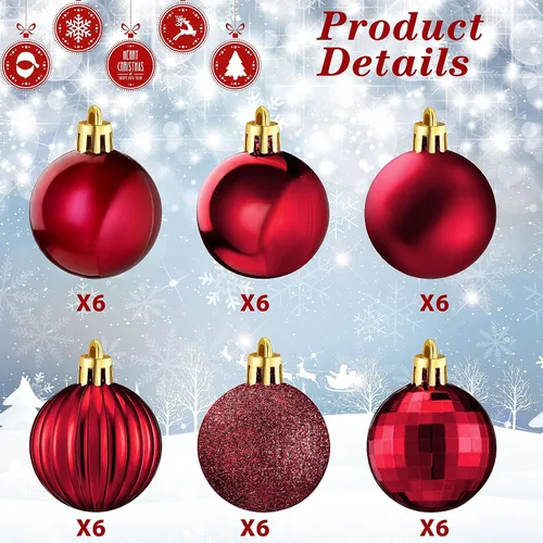 Miniatura 2 de 36 adornos de bolas de Navidad inastillables, decoraciones de árbol de Navidad, adornos de árbol, vacaciones, boda, fiesta, decoración, ganchos