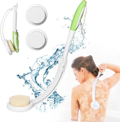 Fanwer Aplicador de loción 3 en 1 para espalda, para personas mayores y para la espalda, cepillo de baño para ducha para hombres y mujeres con mango