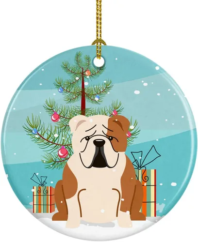 Miniatura 89 de Caroline's Treasures Adorno de cerámica para árbol de Navidad, Laika Spitz de Siberia Occidental, decoración colgante para árbol de Navidad