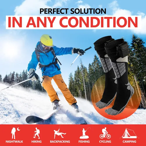 Miniatura 5 de Calcetines térmicos eléctricos calientes, calentadores de pies para el invierno que funcionan con pilas, para hombres y mujeres adultos. Los
