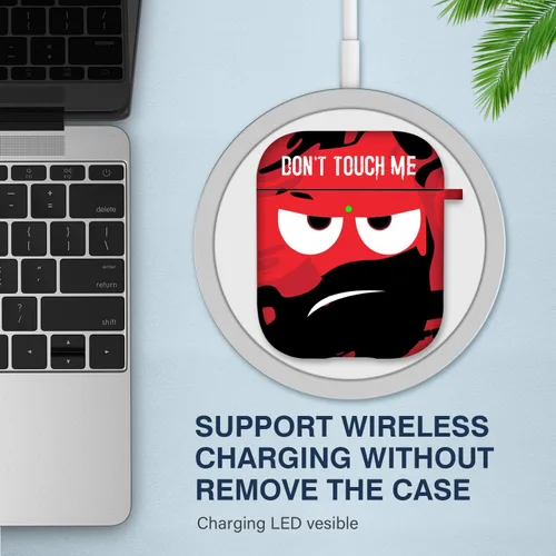 Miniatura 7 de Funda para Airpods, Don't Touch Me for Airpods Cover con llavero suave y linda funda a prueba de golpes para mujeres y hombres, compatible con funda