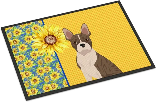 Miniatura 253 de Caroline's Treasures WDK5313MAT Airedale Terrier - Tapete para puerta delantera de 18 x 27 pulgadas, diseño de girasoles de verano, para entrada