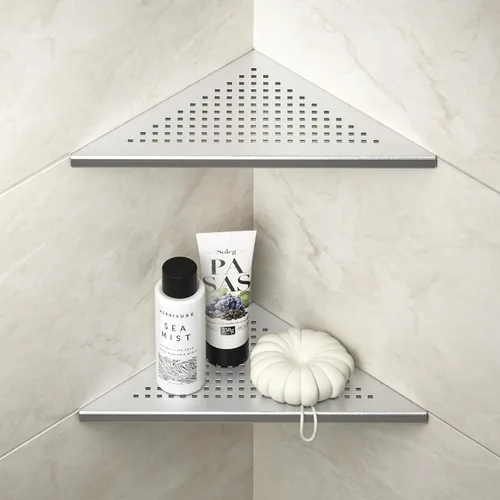 Miniatura 10 de Estante de Ducha de Esquina, Acero Inoxidable 304 Negro Mate de 10 pulgadas con Rejilla Empotrada para Pared de Azulejos, Estante de Baño Empotrado